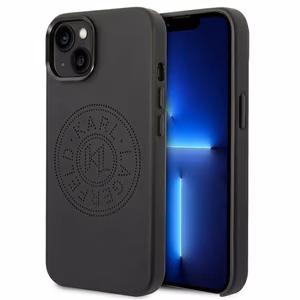 Karl Lagerfeld tapauksessa iPhone 14 Plus 6,7" KLHCP14MFWHK musta PU nahkakotelo rei'itetty logo ja metallipainikkeet
