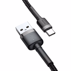 USB-kaapeli Baseus Cafule Type-C 1,0m 3A harmaa-musta CATKLF-BG1