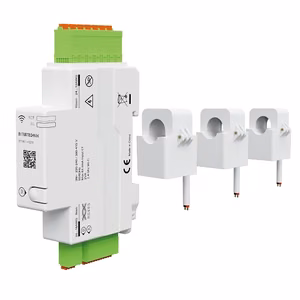 3P+N Smart Energy Monitor with 3 CT Clamps, Modbus RS485, 120 A, DIN Rail
