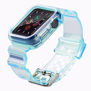 Silicone Band Strap Bracelet Case Strap Light Set for Apple Watch 44mm - Blue