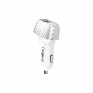 Energizer Ultimate D38WS autolaturi, USB-C + USB-A, 38 W PD + QC 3,0, valkoinen ja hopeanvärinen