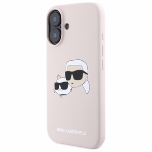 Karl Lagerfeld Silikoninen Nauble Heads Print MagSafe Suojakuori iPhone 16:lle - Vaaleanpunainen