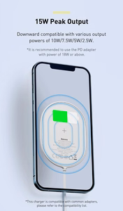 Baseus Induction Charger LIGHT Magnetic Iphone 12 with Type C cable (WXQJ-02) White