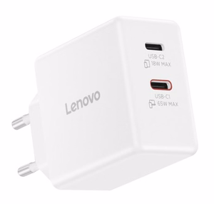 Lenovo Dual USB-C 65W GaN G0A6065WEU – kahden USB-C-portin GaN-laturi, 65 W