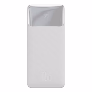 Baseus Bipow Varavirtalähde näytöllä 10000mAh 15W valkoinen + USB-A - Micro USB Kaapeli 0.25m valkoinen