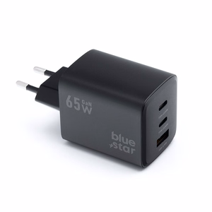 Puhelinlaturi Blue Star GaN 2 x USB C + USB A QC4.0 PD 4A 65W VT-43 musta