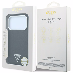 Guess Grained Triangle Logo MagSafe-suojakuori iPhone 17 Pro / 18 Pro -malleille, musta