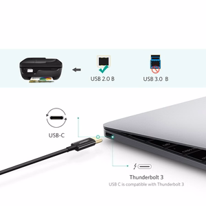 Ugreen US241 USB-C 2.0 - USB-B -kaapeli 1m - musta