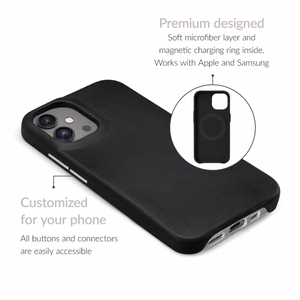 Mobilize Magsafe yhteensopiva Premium nahkainen suojakuori Apple iPhone 17 Pro musta