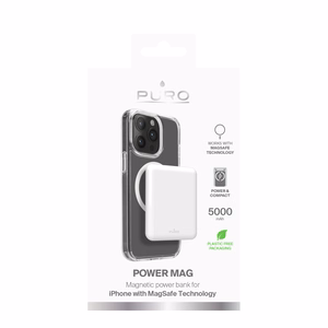Puro Power Mag 5000mAh tehopankki MagSafe USB-C:llä - Valkoinen