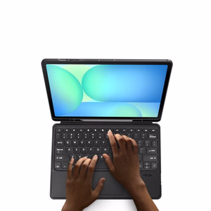 Dux Ducis DK -sarjan näppäimistökotelo Samsung Tab S10 FE+ (Plus) -mallille taustavalaistuksella, musta