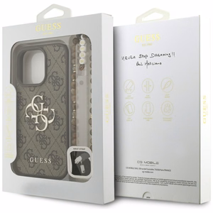 Guess 4G Strap 4G Classic Logo Suojakuori iPhone 16 Pro:lle - ruskea