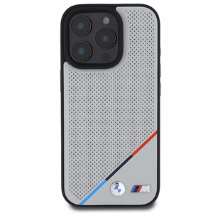 BMW M Perforated Tricolor Line MagSafe Suojakuori iPhone 16 Pro:lle - harmaa