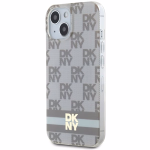 DKNY IML Ruudullinen Mono-kuvio ja Painetut Raidat MagSafe Suojakuori iPhone 15 / 14 / 13:lle - beige