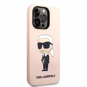 Karl Lagerfeld KLHCP14LSNIKBCP iPhone 14 Pro 6.1" kovakuori vaaleanpunainen/vaaleanpunainen Silicone Ikonik