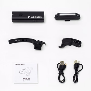 Wozinsky WSBLB2 etu- (400 lm) ja taka-USB-C-polkupyöränvalojen sarja – musta