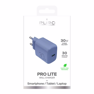 Puro Pro Lite 30W USB-C seinälaturi - sininen