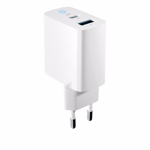 Forever TC-06-65AC GaN PD QC laturi 1x USB-C 1x USB 65W valkoinen