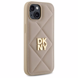 DKNY Quilted Stack Logo Suojakuori iPhone 15:lle - beige