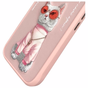 Nimmy Glasses Cool Cat iPhone 16 Suojakuori - vaaleanpunainen