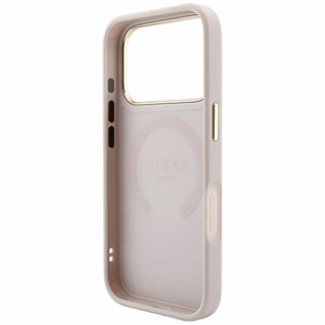 Guess Saffiano Peony & Ring MagSafe suojakuori malleille iPhone 17 Pro / 18 Pro, vaaleanpunainen