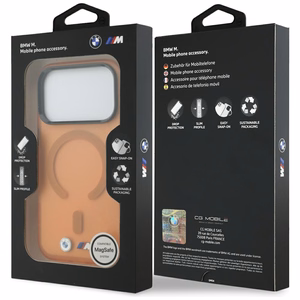 BMW M IML Frosted Metal Logo & Trims MagSafe suojakuori mallille iPhone 17 Pro / 18 Pro – oranssi