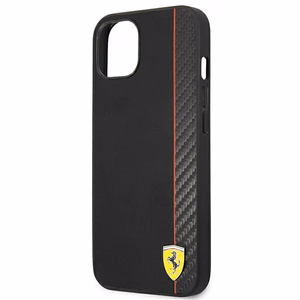 Ferrari FESAXHCP13SBK iPhone 13 mini 5.4" musta/musta kovakotelo On Track Carbon Stripe -raidoitusratkaisu