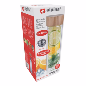 Alpina kaksiseinäinen lasinen termospullo, 450 ml