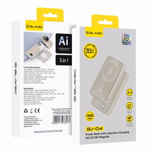 Blavec Power Bank 10000mAh BJ-04 Slim 13,5mm - Type C - 22,5W magnetic Magsafe 3 in 1 (PBBJ04-MC10GD) gold glass