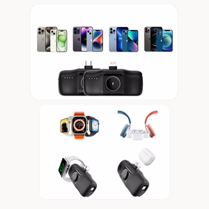 Wozinsky WF16-YCS 5000mAh 15W USB-C Mini Power Bank, jossa on sisäänrakennettu USB-C-kaapeli ja Apple Watch -laturi - musta