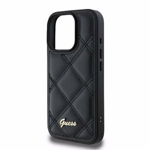 Guess Quilted Metal Logo Suojakuori iPhone 16 Pro:lle - musta