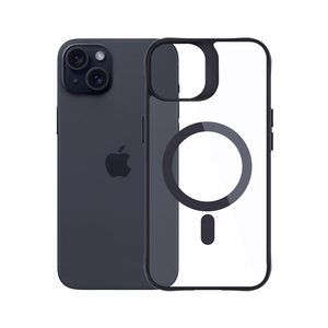 3mk Satin Armor MagCase MagSafe-tuella iPhone 15:lle - Läpinäkyvä mustalla kehyksellä
