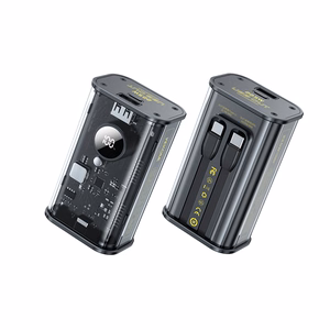 WEKOME WP-345 Vanguard Series varavirtalähde, 10000 mAh, PD 20 W + QC 22,5 W, sisäänrakennetuilla USB-C- ja Lightning-kaapeleilla, musta