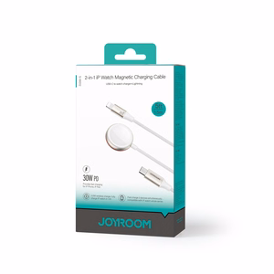 Joyroom 2 in 1 Lightning-kaapeli ja induktiivinen laturi Apple Watch 1.5m valkoinen (S-IW012)