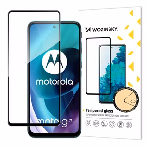 Wozinsky Full Glue erittäin kestävä kehyksellinen karkaistu koko näytön suojalasi Motorola Moto G71 5G:lle, yhteensopiva suojakuoren kanssa, musta
