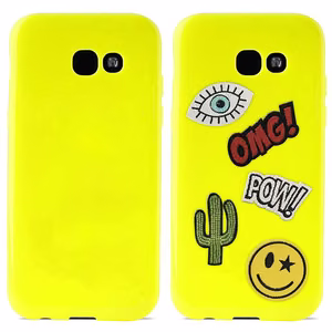 PURO Patch Mania case for Samsung Galaxy A3 (2017) with 5 decorative patches, yellow