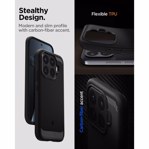 Spigen Rugged Armor -suojakuori Xiaomi 17T Prolle, mattamusta