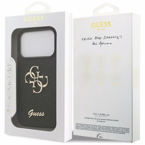 Guess Fixed Glitter Big 4G Suojakuori iPhone 17 Prolle - musta