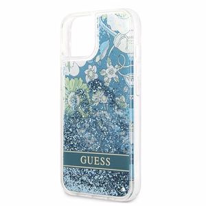 Guess GUHCP13SLFLSN iPhone 13 mini 5.4" vihreä/vihreä kovakotelo Kukka Nestemäinen Glitteri