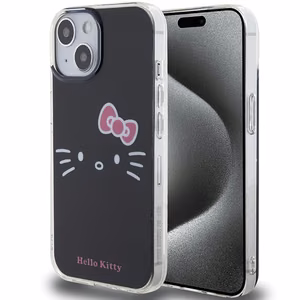 Hello Kitty IML Kitty Face Suojakuori iPhone 15:lle - musta