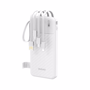 Dudao K11 10000mAh Powerbank sisäänrakennetuilla kaapeleilla - Valkoinen