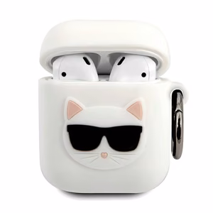 Karl Lagerfeld Silicone Choupette -suojakuori AirPods 1/2:lle, valkoinen