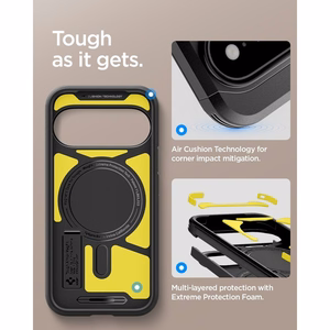 Musta Spigen Tough Armor Mag MagSafe -suojakuori Google Pixel 11 Pro -puhelimelle