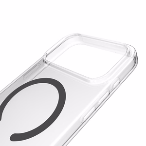 Puro Lite Mag TPU+PC suojakuori MagSafe-yhteensopiva iPhone 17 Pro Max:lle - läpinäkyvä harmaalla renkaalla