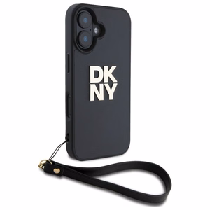 DKNY Wrist Strap Stock Logo Suojakuori iPhone 16:lle - musta