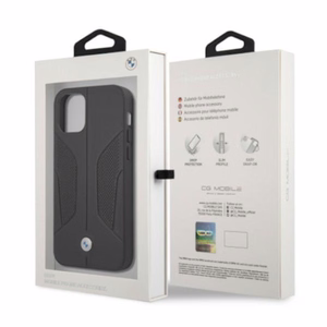 BMW Nahka rei'itetyt sivut Kotelo iPhone 12 Pro Max - musta