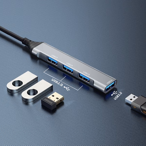 Dudao A16B 4-in-1 USB-keskitin, USB-A–4 × USB 3.0, harmaa