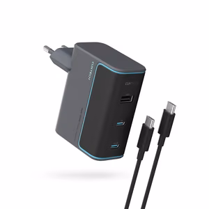 Cuktech CUKAD1003EUG GaN 100W Seinälaturi 2 x USB-C 1 x USB-A USB-C-kaapelilla - Harmaa