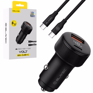 Blavec autolaturi BS-04B-C Volt - USB + Type C - QC 3.0 18W PD 30W ja Type C - Type C -kaapeli (CCBS04BCV-UCB) musta