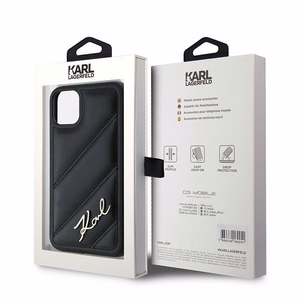 Karl Lagerfeld Diagonal Quilted Script Suojakuori iPhone 11 / Xr:lle - musta